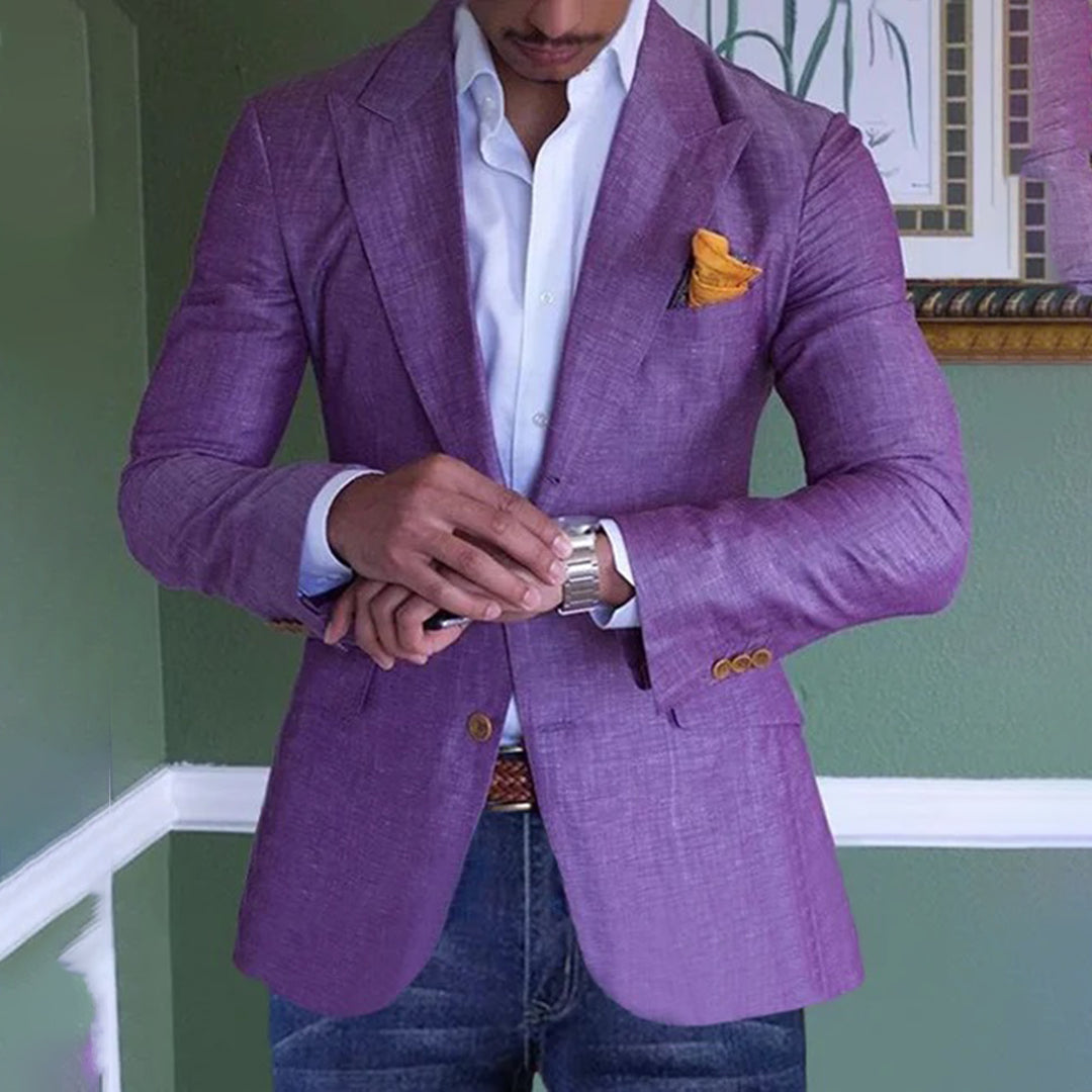 Drune | Herren Sakko in Leinenoptik - Slim Fit Blazer für Business & besondere Anlässe