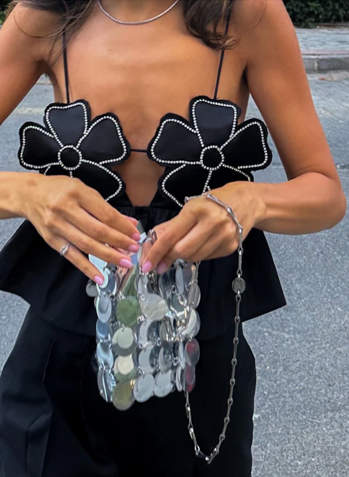 Drune | Strassverziertes Crop-Top Für Frauen