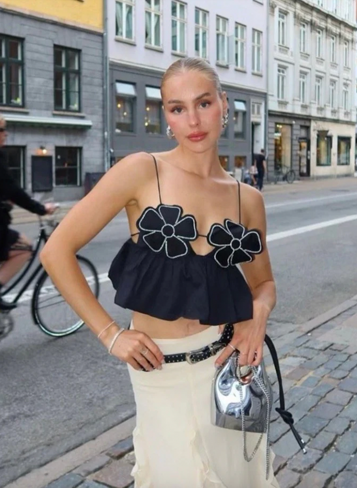 Drune | Strassverziertes Crop-Top Für Frauen