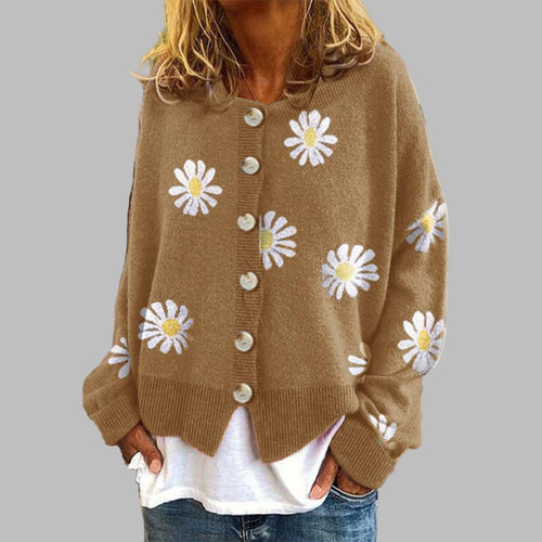 Drune | Blumen gestrickter Pullover für Damen