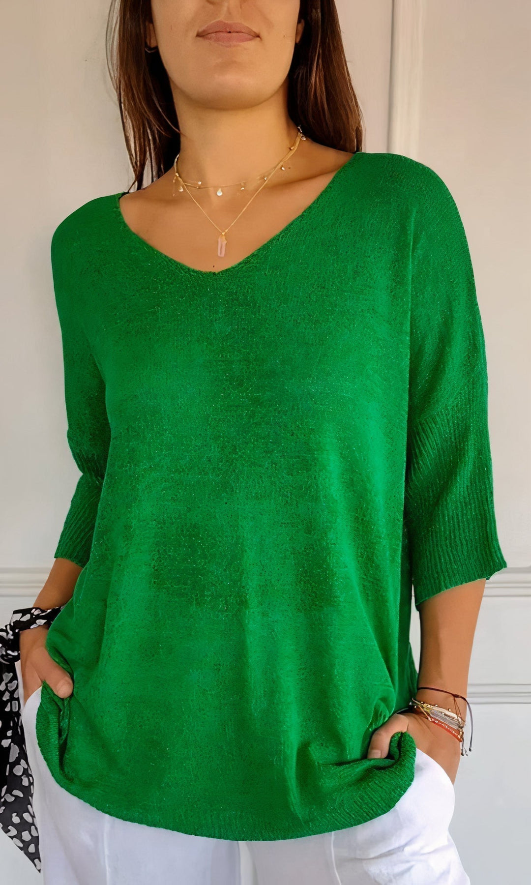 Drune | Casual Gestrickter V-Ausschnitt Top