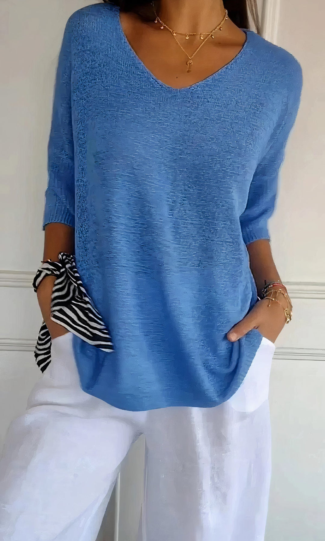Drune | Casual Gestrickter V-Ausschnitt Top