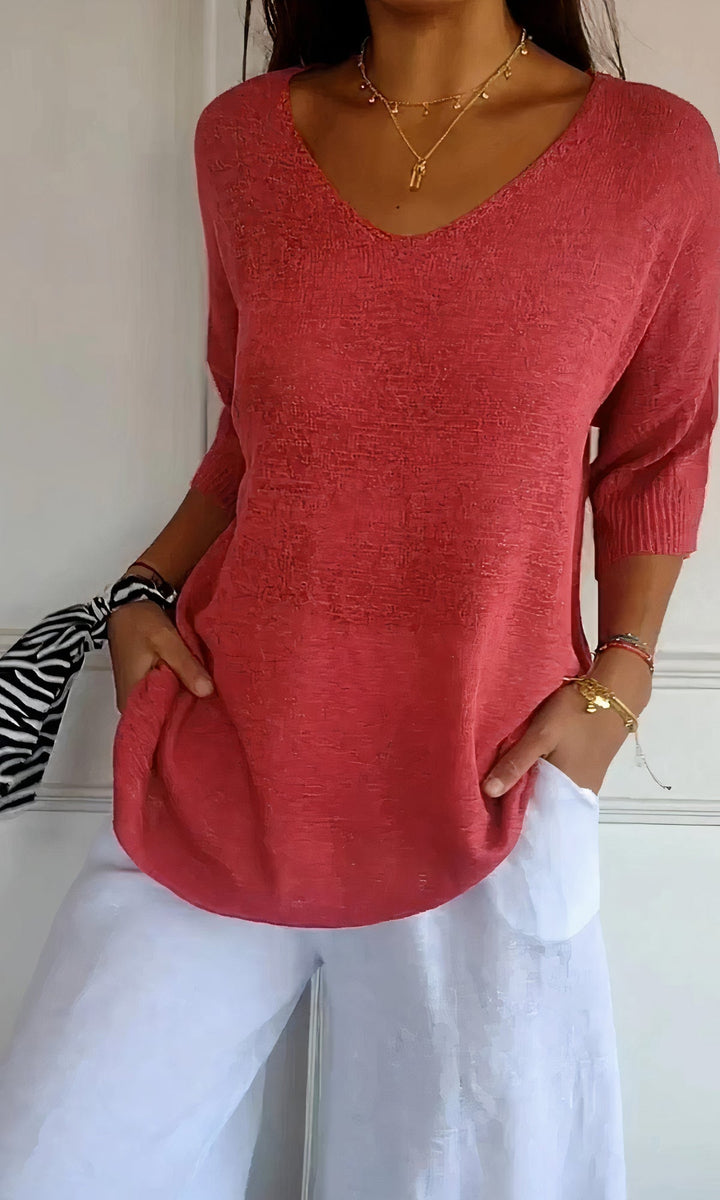 Drune | Casual Gestrickter V-Ausschnitt Top