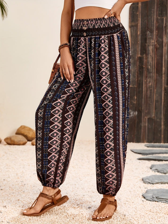 Boho Hose Damen Sommerhose mit Print
