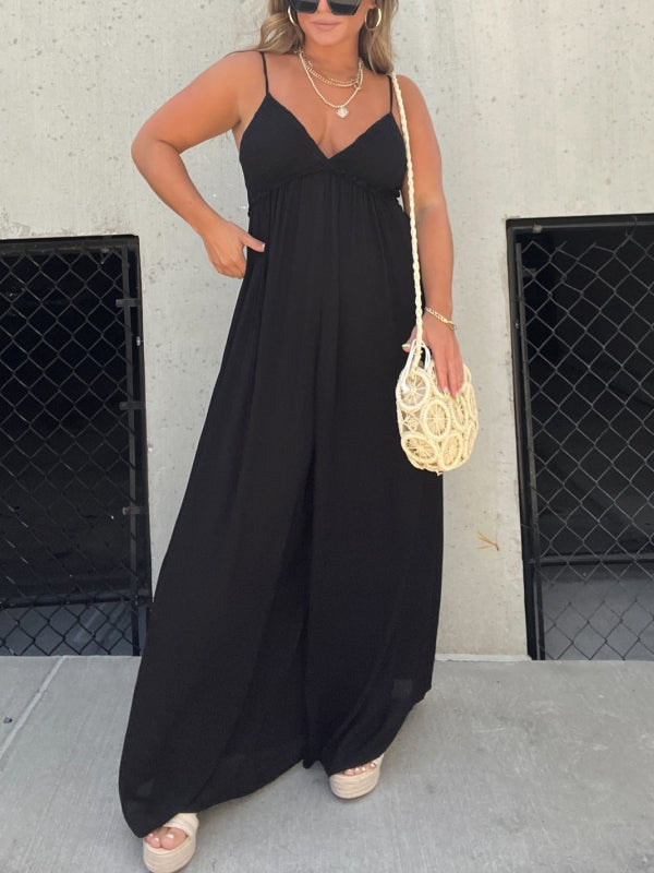 Drune | Jumpsuit mit V-Ausschnitt und Breiten Trägern