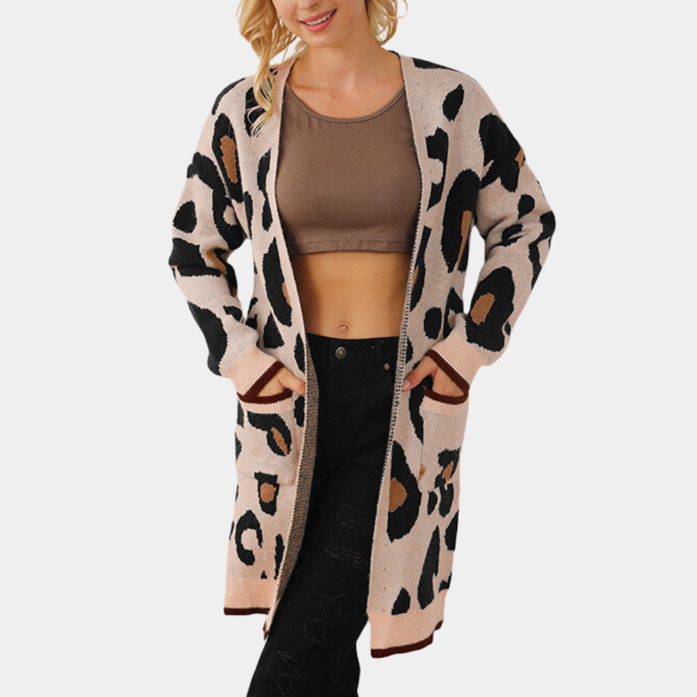 Drune | Elegante Strickjacke mit Leopardenmuster