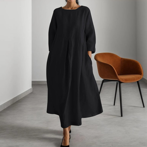 Drune | Schlichtes Leinenkleid mit Rundhalsausschnitt