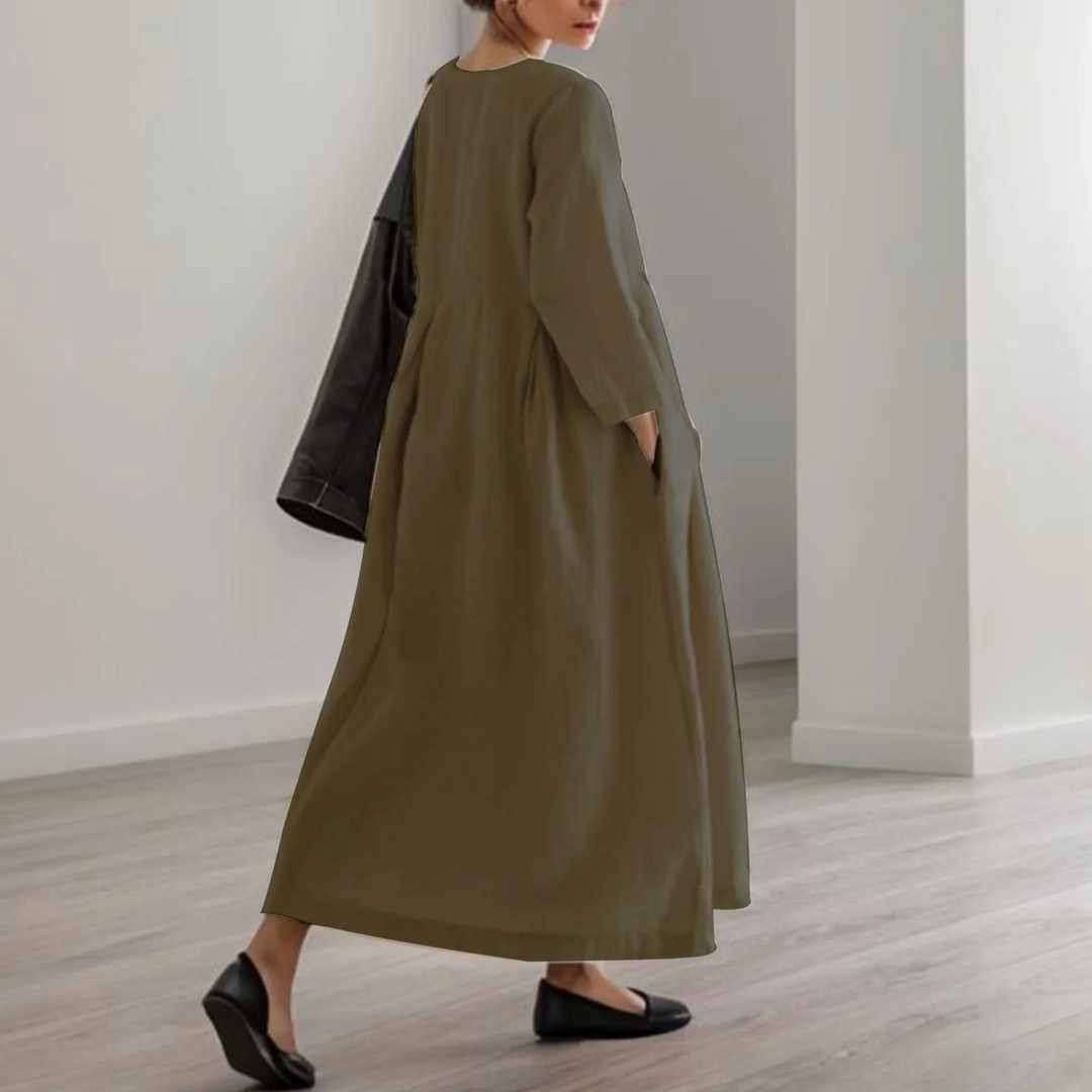 Drune | Schlichtes Leinenkleid mit Rundhalsausschnitt
