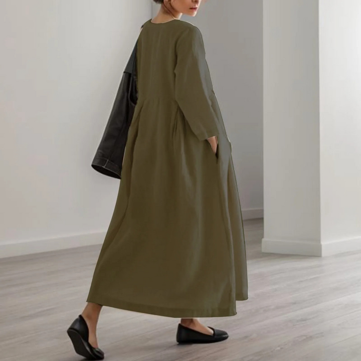 Drune | Schlichtes Leinenkleid mit Rundhalsausschnitt