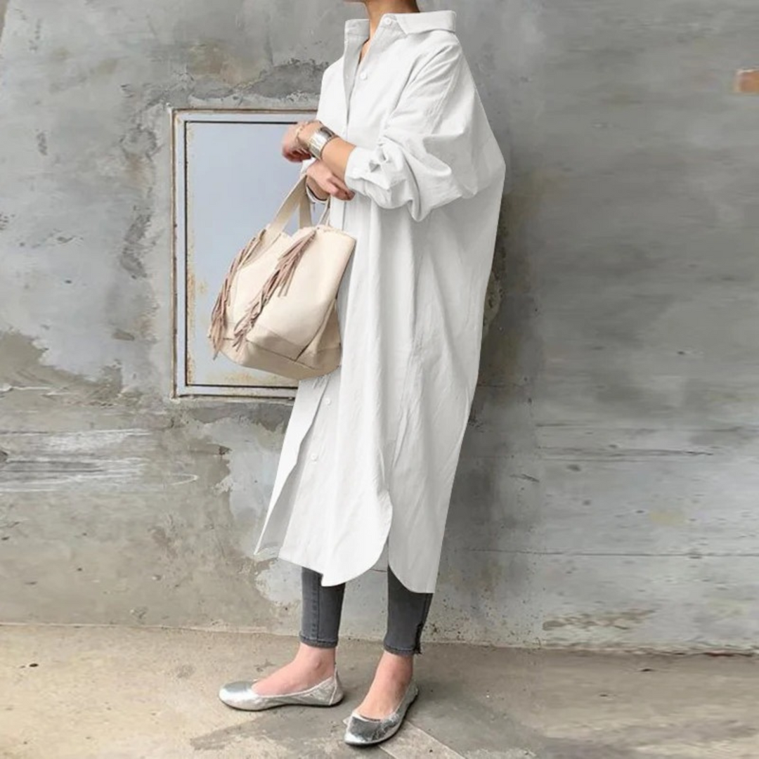 Drune | lange Blusenkleid mit Kragen