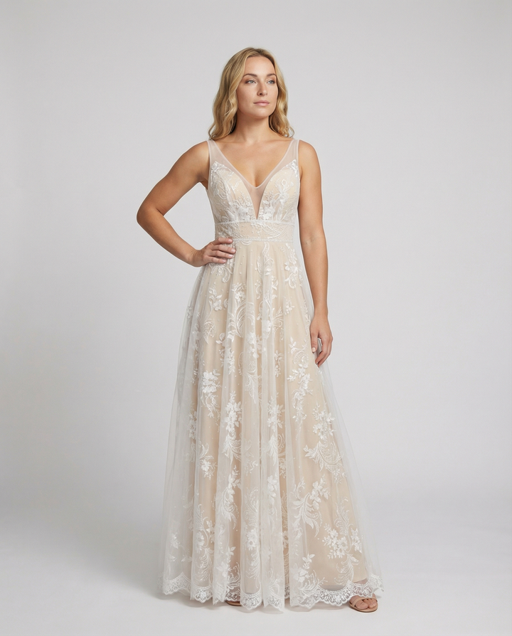 Elegantes Damen Mesh-Kleid mit V-Ausschnitt für Party & Events | Drune