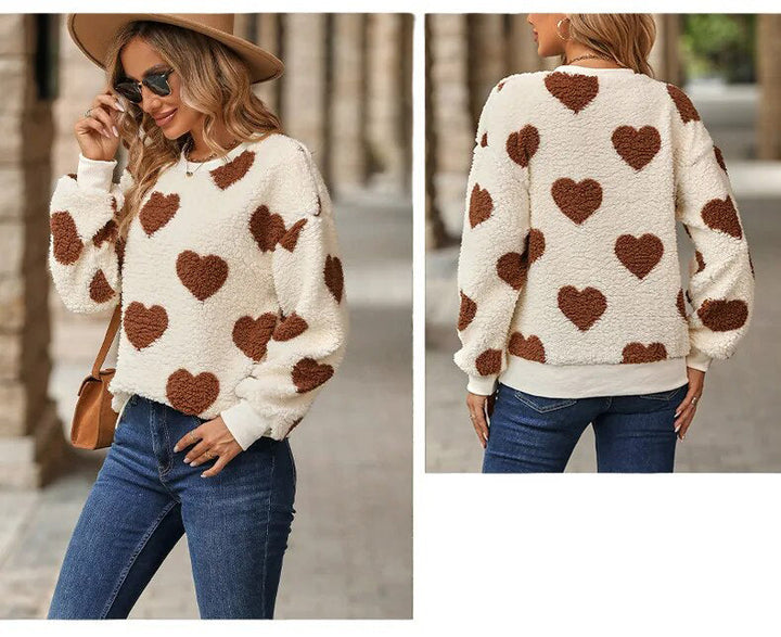 Drune | Lässiger Winterpullover mit Herzen für Damen