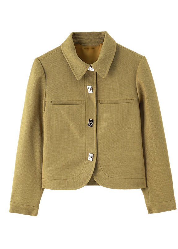 Drune | Grüner Peter-Pan-Kragen Slim Fit Baumwollmäntel