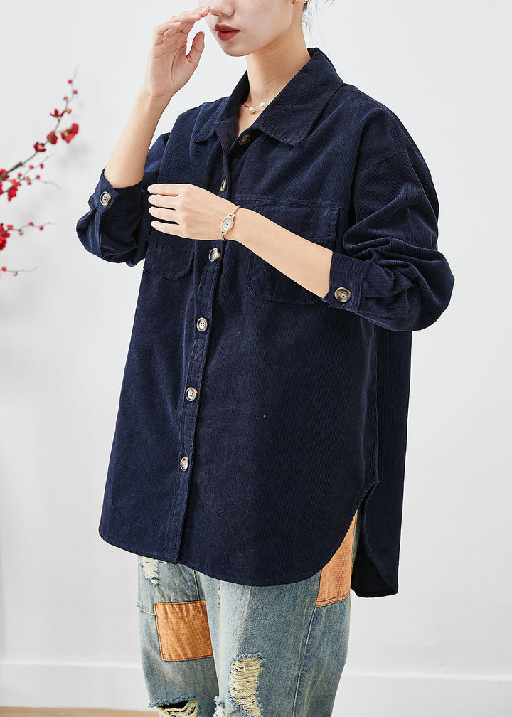 Drune | Navy Oversized Taschen Cordjacken