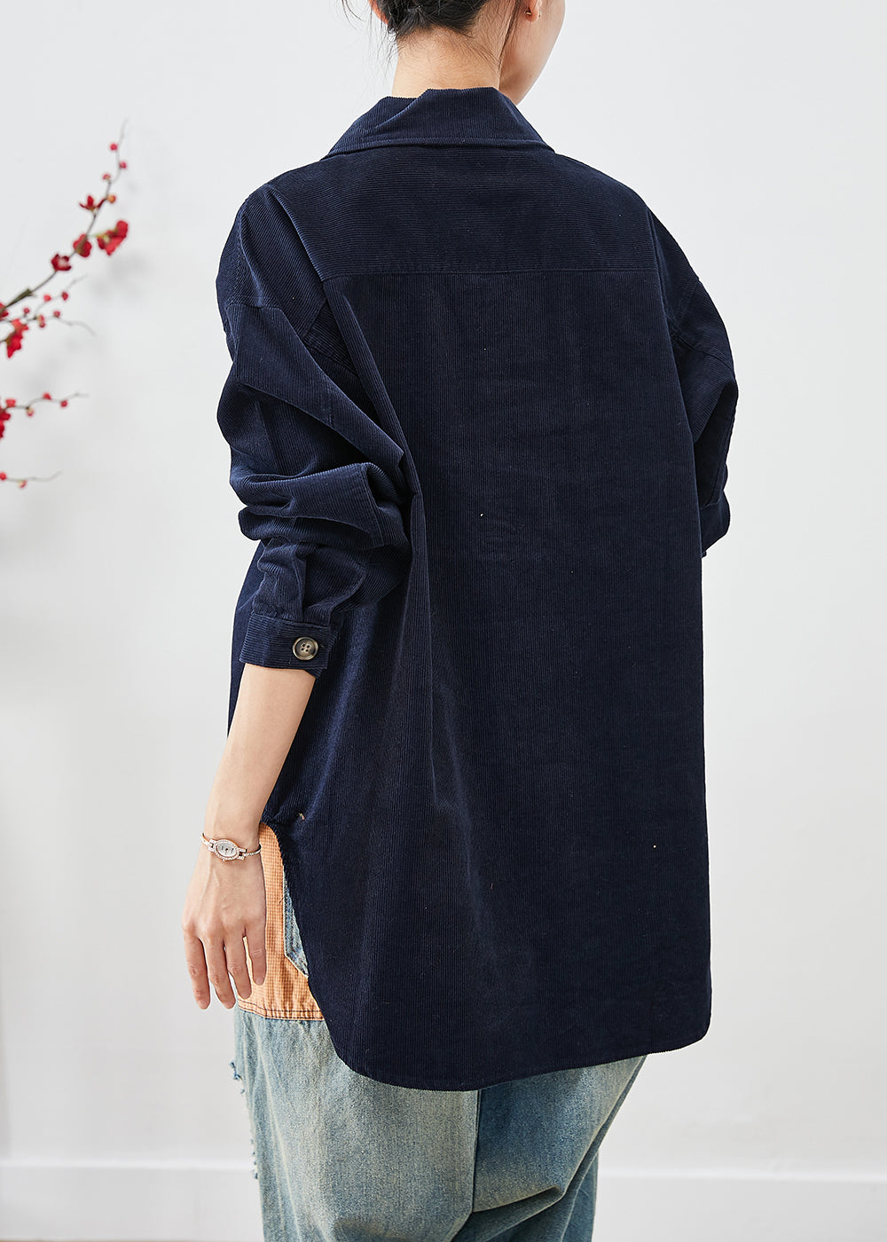 Drune | Navy Oversized Taschen Cordjacken