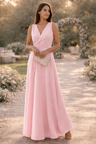 Drune Maxikleid Damen lang elegant V-Ausschnitt ärmellos
