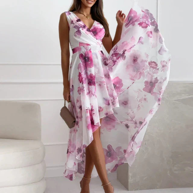 Drune | Elegantes Maxikleid Mit Blumenmuster Und V-ausschnitt