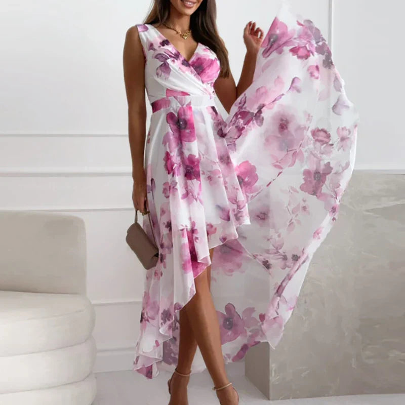 Drune | Elegantes Maxikleid Mit Blumenmuster Und V-ausschnitt