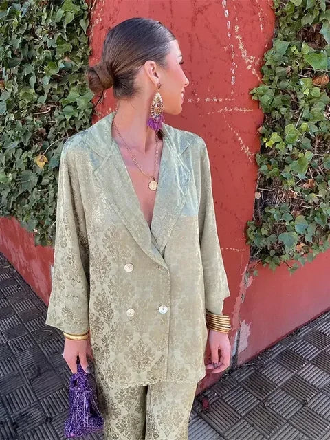 Drune | Lose 2-teiliges Set aus Hose und Mantel mit Vintage-Druck