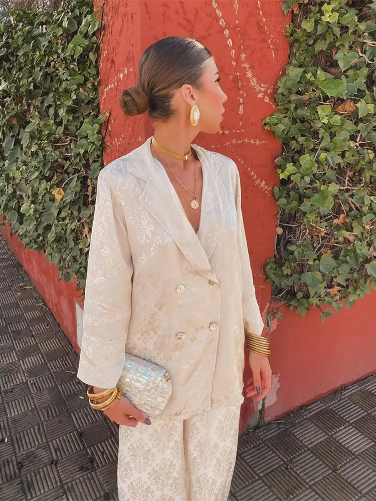 Drune | Lose 2-teiliges Set aus Hose und Mantel mit Vintage-Druck
