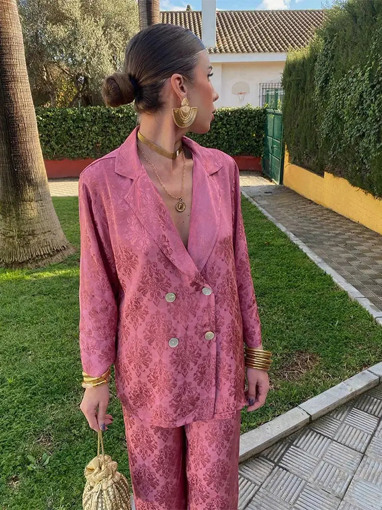 Drune | Lose 2-teiliges Set aus Hose und Mantel mit Vintage-Druck