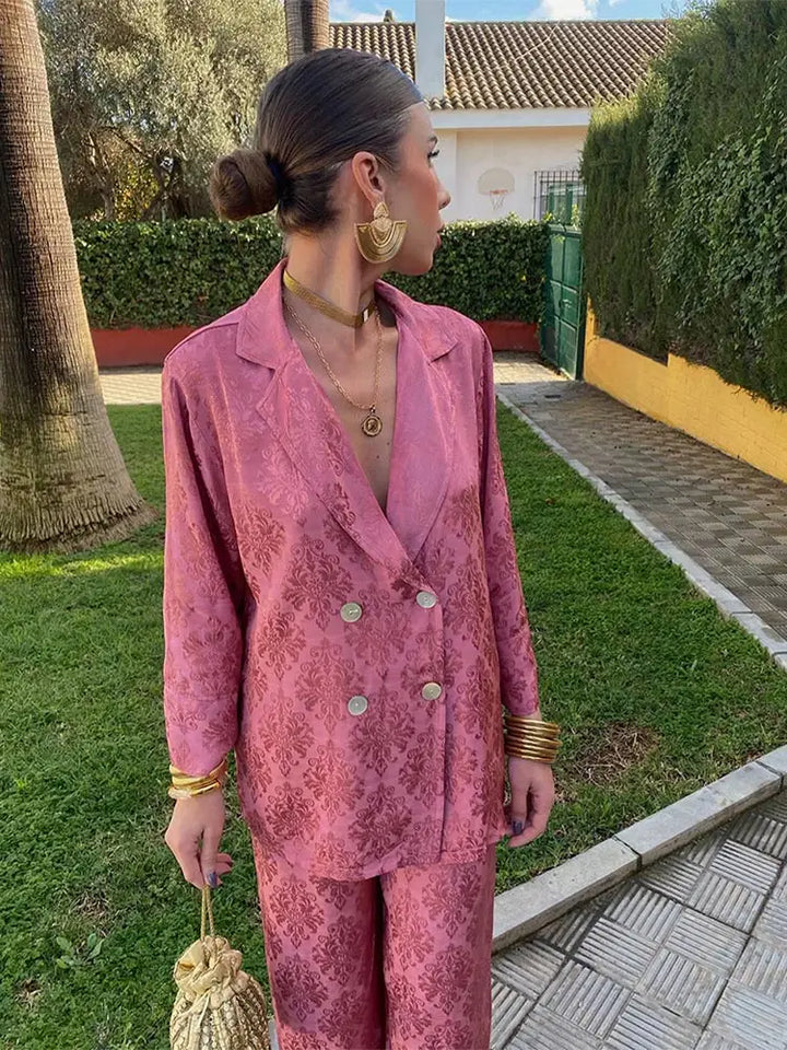 Drune | Lose 2-teiliges Set aus Hose und Mantel mit Vintage-Druck
