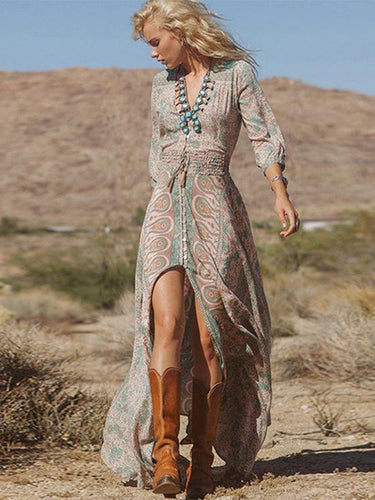 Drune | Lange Chiffonkleid mit Rüschen