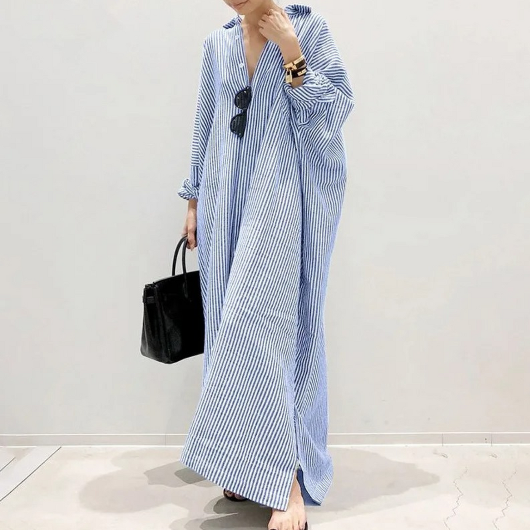 Drune | Sommer stilvolles gestreiftes langes Kleid