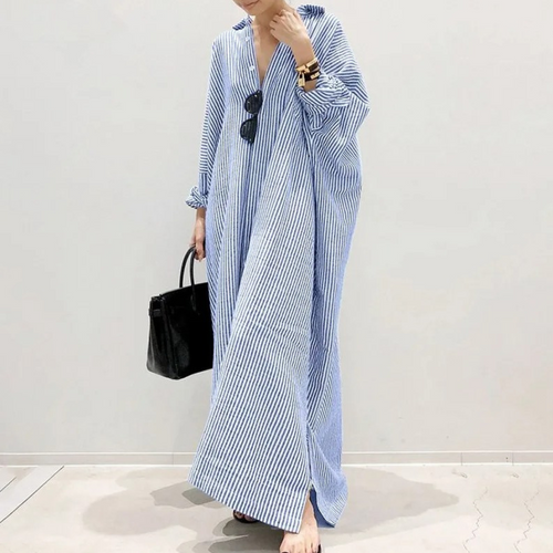 Drune | Sommer stilvolles gestreiftes langes Kleid