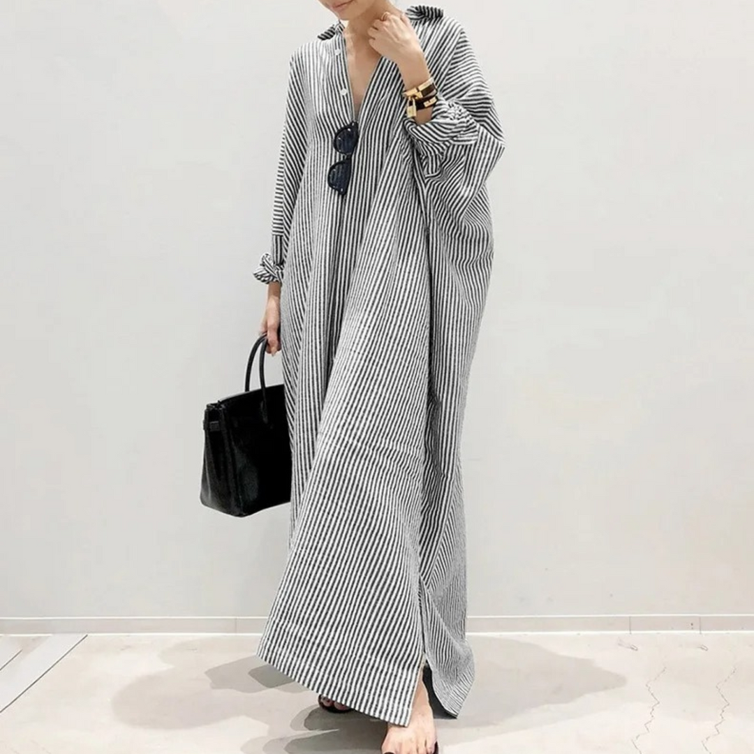 Drune | Sommer stilvolles gestreiftes langes Kleid