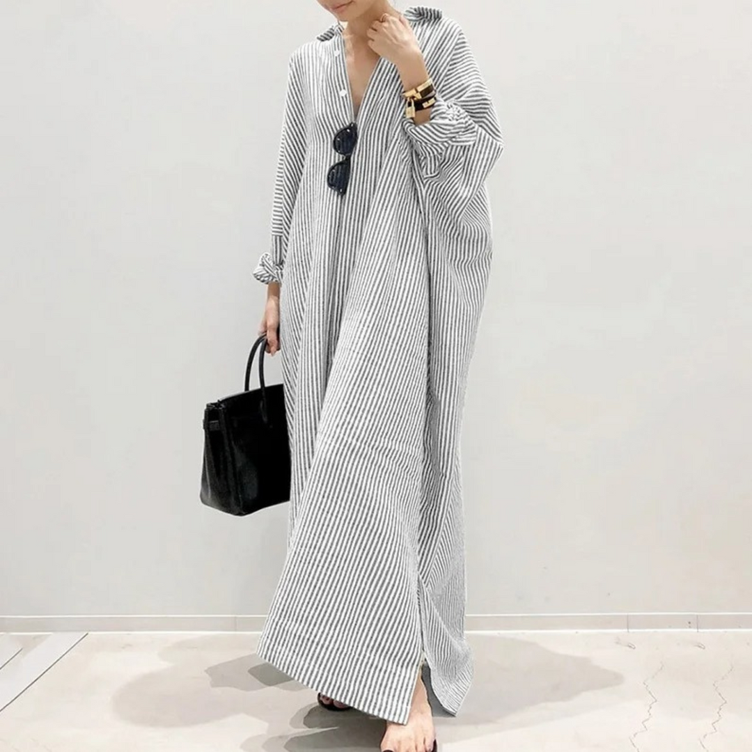 Drune | Sommer stilvolles gestreiftes langes Kleid