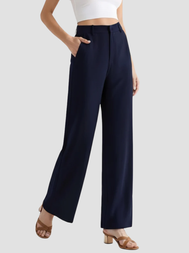 Drune | Damen Stoffhose mit Weitem Bein und Hoher Taille