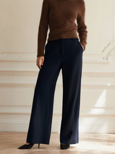 Drune | Damen Stoffhose mit Weitem Bein und Hoher Taille