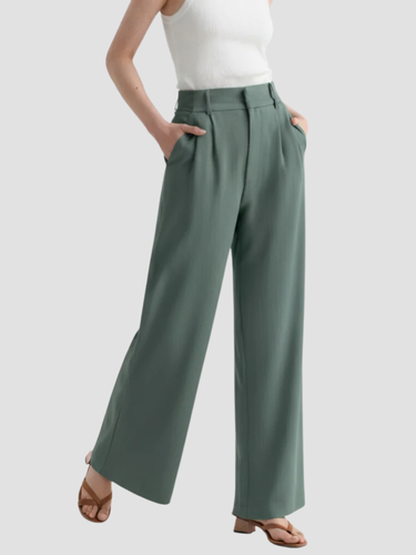 Drune | Damen Stoffhose mit Weitem Bein und Hoher Taille