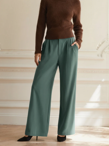 Drune | Damen Stoffhose mit Weitem Bein und Hoher Taille