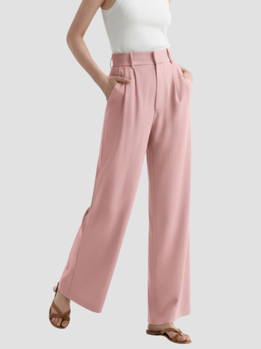 Drune | Damen Stoffhose mit Weitem Bein und Hoher Taille