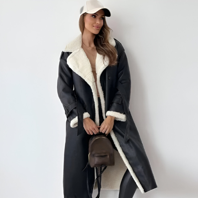 Drune | Winterjacke aus PU-Leder mit Fleecefutter