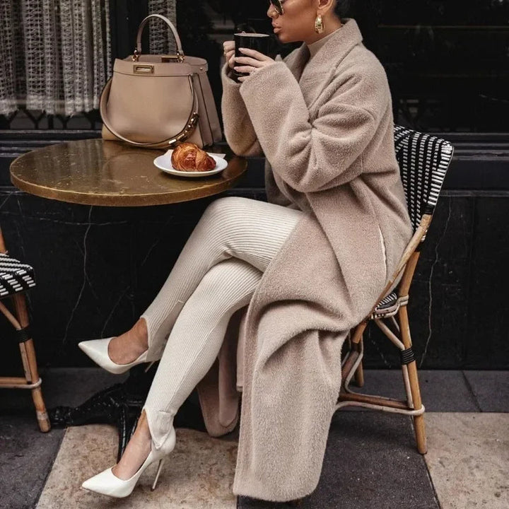 Drune | Damen Eleganter Langer Winter-Trenchcoat mit Reverskragen
