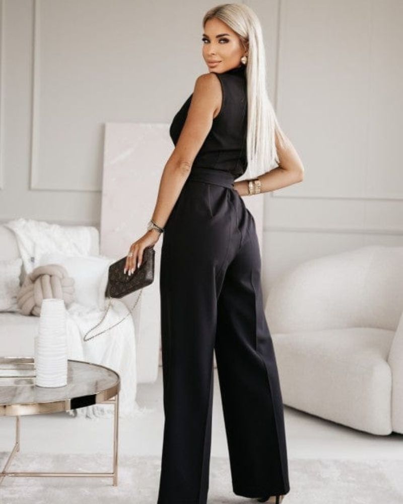 Drune | Jumpsuit ärmellos V Ausschnitt weit geschnittener Jumpsuit Damenbekleidung