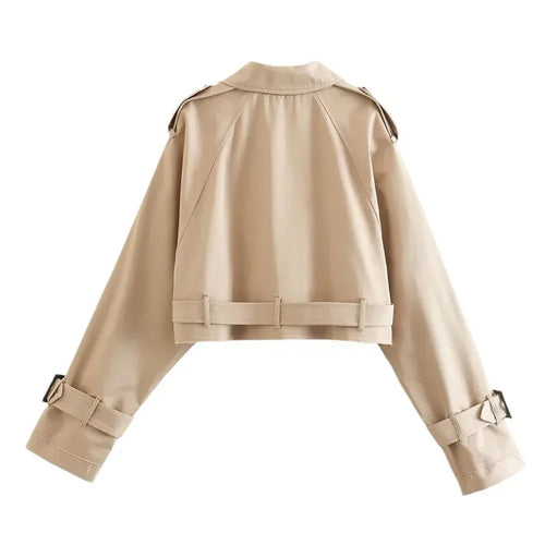 Drune | Damen Cropped Jacke mit Gürtel