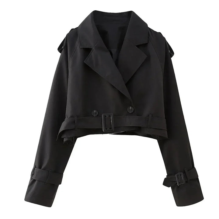 Drune | Elegante Damen Cropped Jacke mit Gürtel