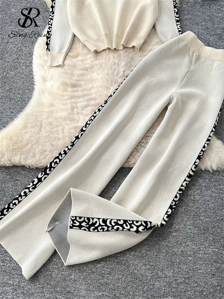 Drune | Elegantes Damen Strickset mit Pullover und Weitbein-Hosen