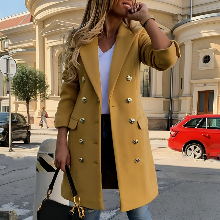 Drune | Schicker Damen Langer Wintermantel mit Elegantem Doppelreiher-Schnitt