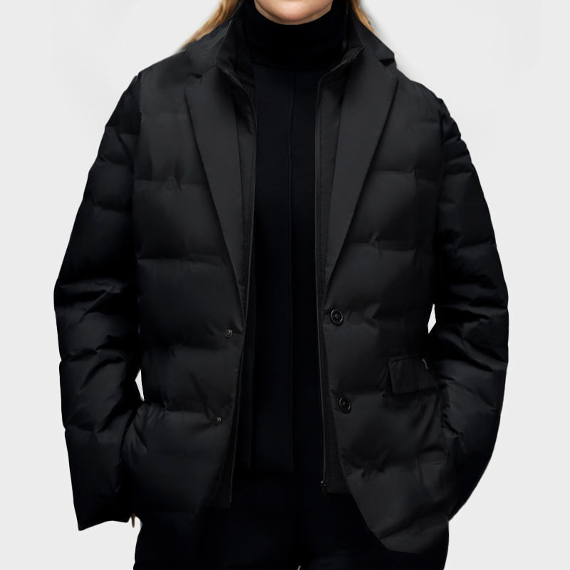 Drune | Damen Puffer Blazer Jacket - Mit Reverskragen und Ein-Knopf-Verschluss