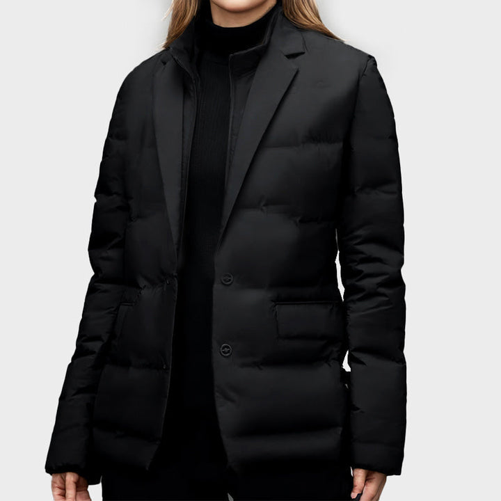 Drune | Damen Puffer Blazer Jacket - Mit Reverskragen und Ein-Knopf-Verschluss