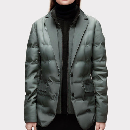 Drune | Damen Puffer Blazer Jacke Mit Spitzrevers Stil