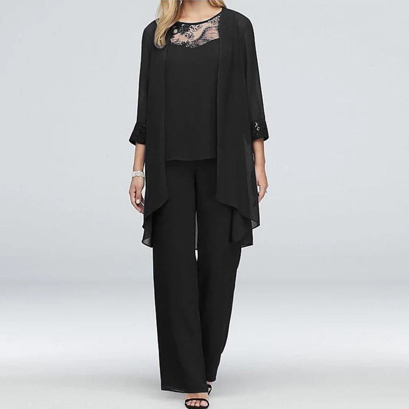 Drune | Overall 3 Teile Set Elegante Jacke & Spitze Oben Lockere Passform