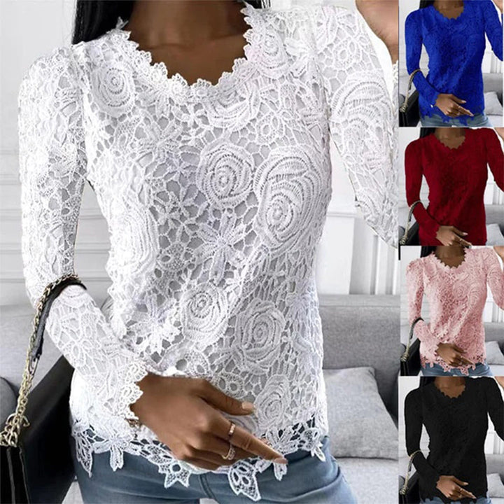 Drune | Elegante Bluse mit Langen Ärmeln und Spitze für Damen