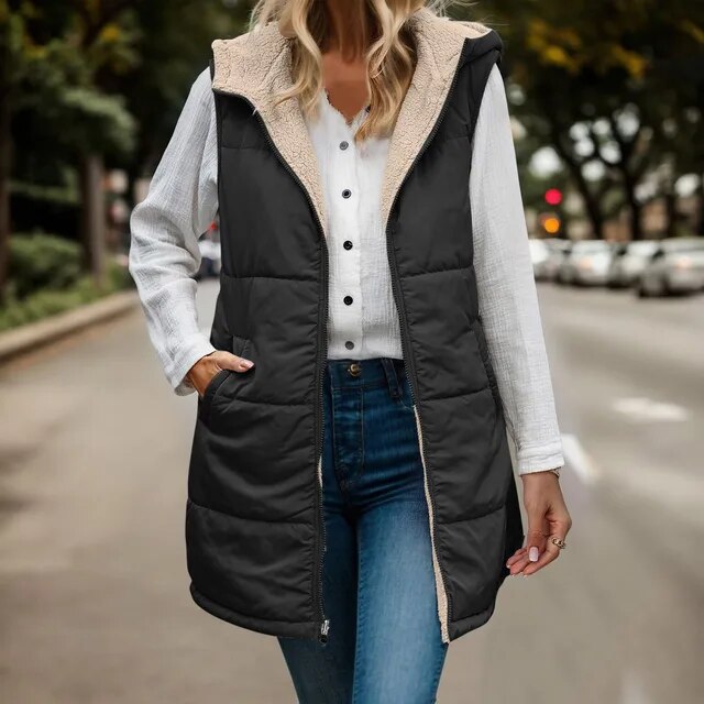 Drune | Damen Weste mit Fleece und Kapuze