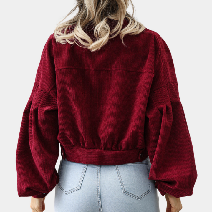 Drune | Rippstoff Damenjacke mit Kurzer Passform und Knöpfen